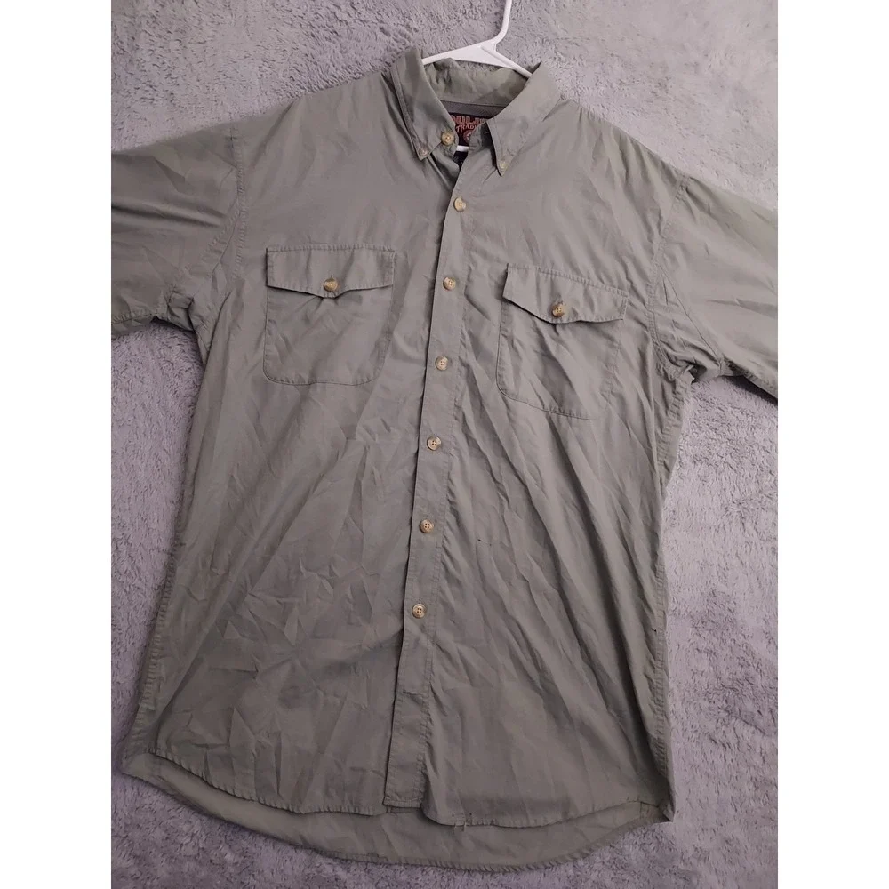 Duluth Trading Shirt Men Large Tall Outdoor Green Fishing Vented Hiking LT READ